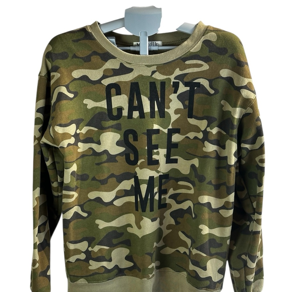 Wound Up Camouflage Crewneck Women’s Sweatshirt, Streetwear/Casual/ Playful Bold